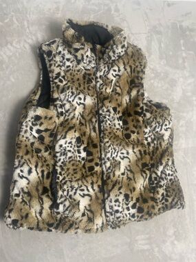 Valerie Stevens Black and Cheetah Reversible Vest